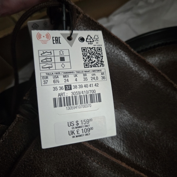 Zara DISTRESSED EFFECT LEATHER LACE UP BOOTS 37 NIB RETAIL$159 - Picture 5 of 7